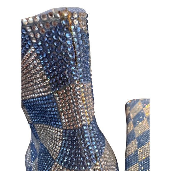 Gianni Bini Blue Rhinestone Embellished 4" Heel Ankle Boots Size 9.5 - Picture 11 of 11